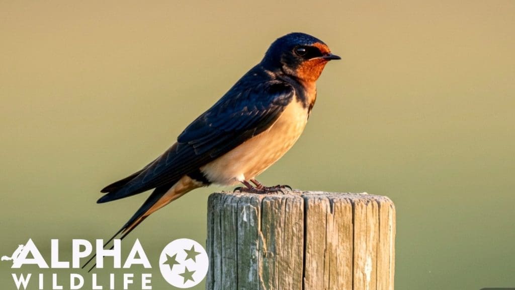 Bird roosting on fence post.