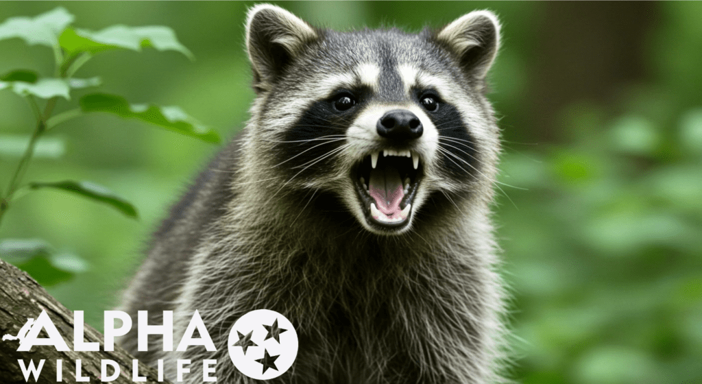 Raccoon showing it's teeth
