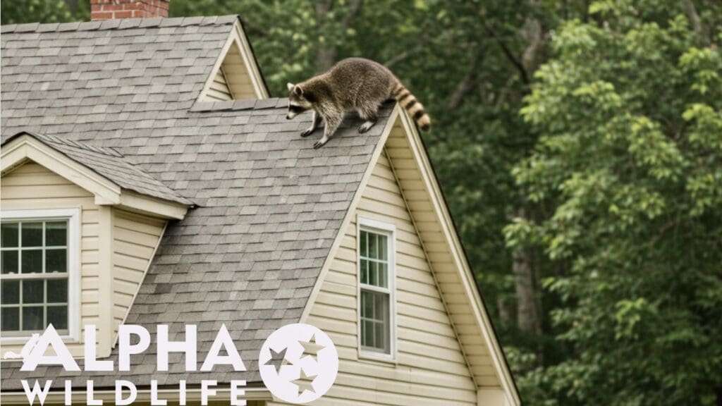 Raccoon on the roof of a house in Brentwood, TN
