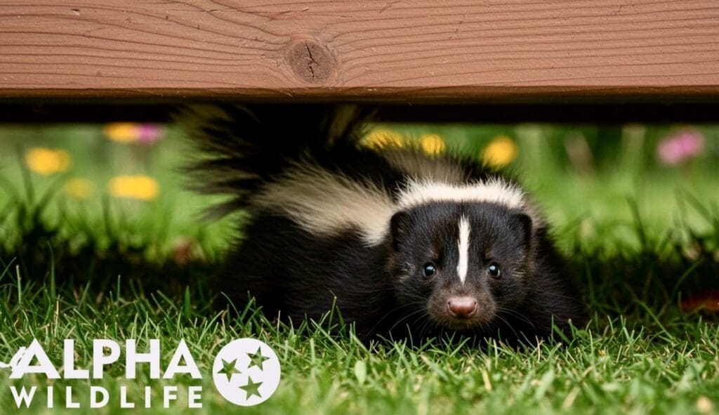 Skunk hiding under deck in Olive Branch MS