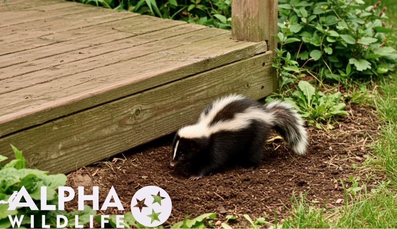 Skunk near deck