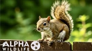 Squirrel on fence post